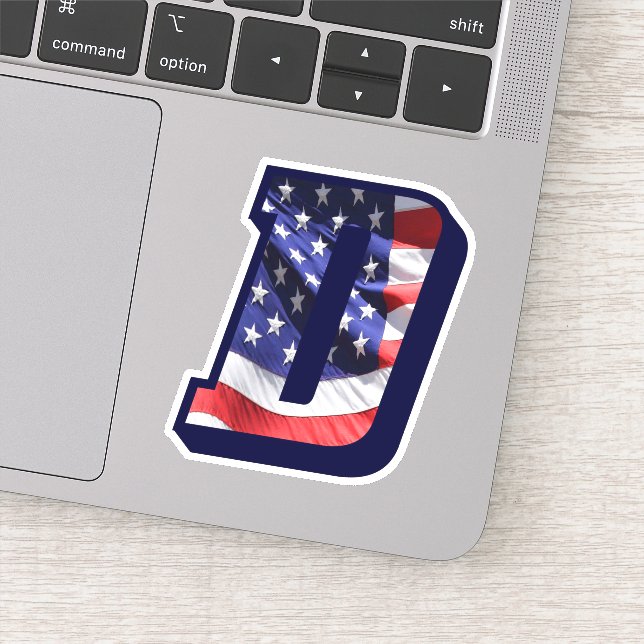 Sticker Monogramme D American Flag LETTRE D INITIAL USA (Détail)