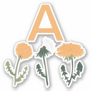 Sticker Monogramme Dandelion Fleurs orange