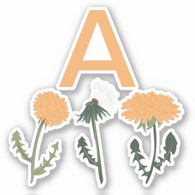 Sticker Monogramme Dandelion Fleurs orange (Devant)