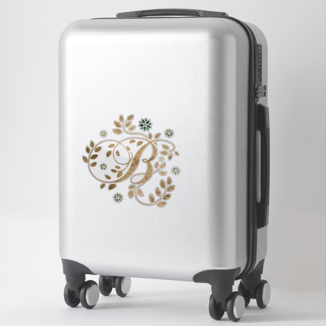 Sticker Monogramme de calligraphie dorée de luxe avec lett (Sur valise)