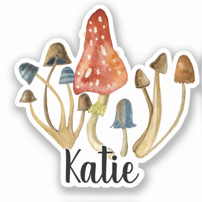 Sticker Monogramme de champignon mignon (Recto)