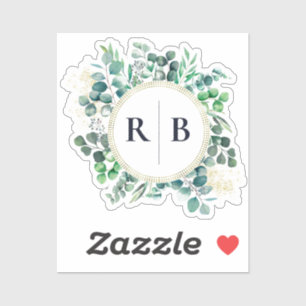 Sticker Monogramme de couple de verdure botanique d'eucaly