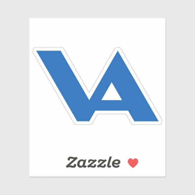 Sticker Monogramme de lettre minimal classique bleu VA (Feuille)