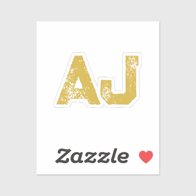 Sticker Monogramme de lettres initiales couleur or simple (Feuille)