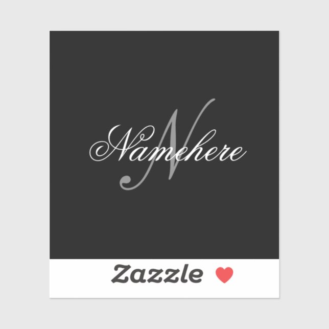 Sticker Monogramme de nom noir et blanc personnalisé uniqu (Feuille)