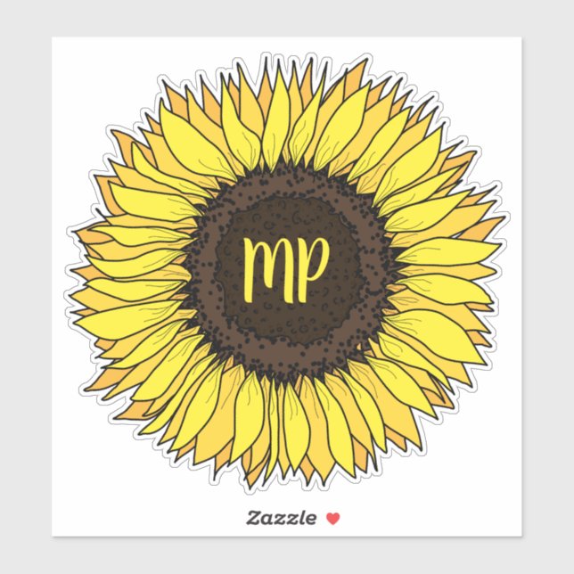 Sticker monogramme de tournesol (Feuille)