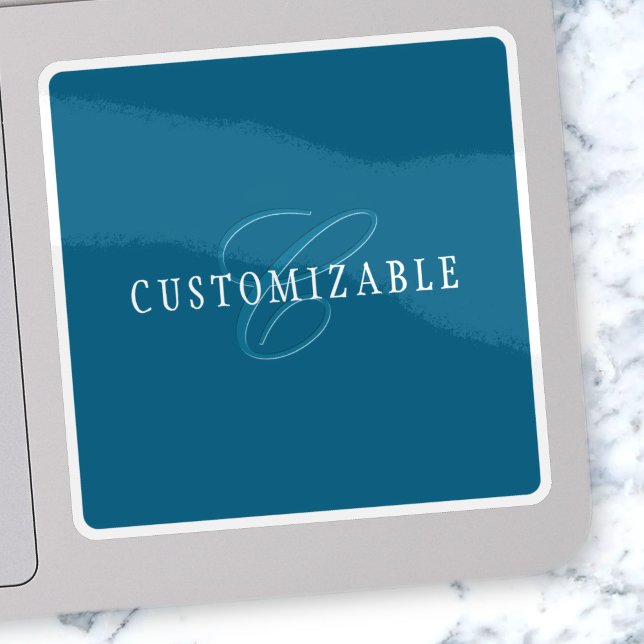 Sticker Monogramme élégant | Bleu océan (Créateur téléchargé)