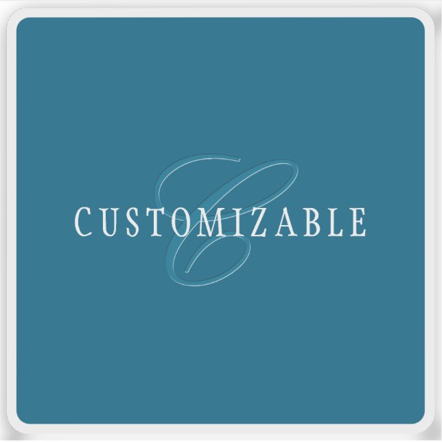 Sticker Monogramme élégant | Bleu océan (Devant)