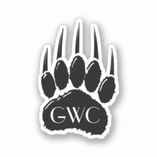 Sticker Monogramme Empreinte de patte de l'ours noir brill