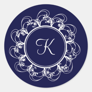 Sticker Monogramme Fancy Bleu Foncé