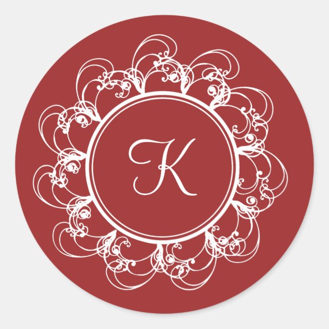 Sticker Monogramme fantaisie (rouge) (Devant)