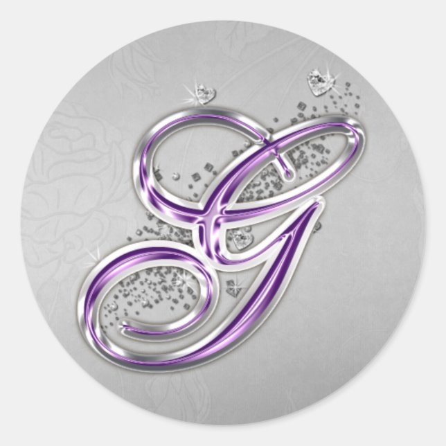 Sticker Monogramme G de Parties scintillant violet (Devant)