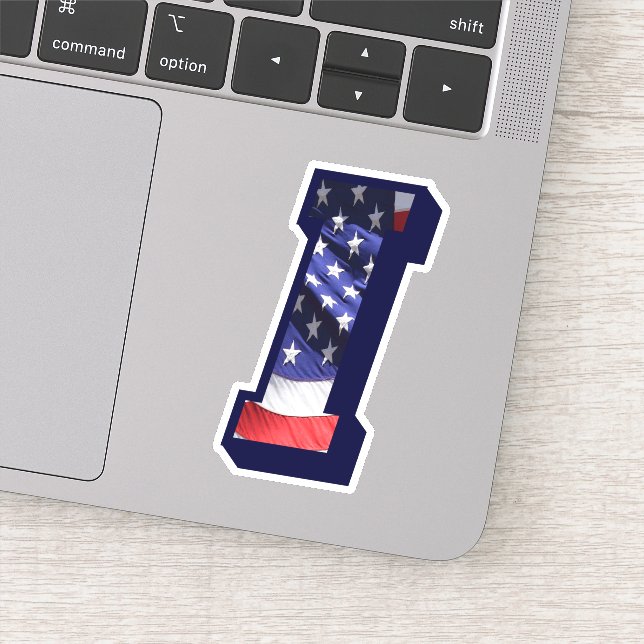 Sticker Monogramme I American Flag LETTRE I INITIAL USA (Détail)