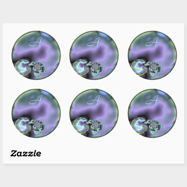 Sticker Monogramme Initial Abalone Look (Feuille)