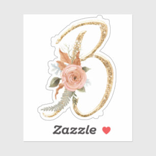 Sticker Monogramme initial B Parties scintillant or Peony