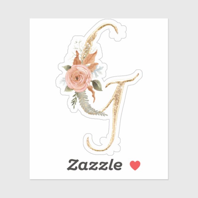 Sticker Monogramme initial G Parties scintillant or Peony  (Feuille)