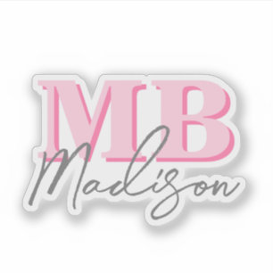 Sticker Monogramme initial minimaliste rose moderne