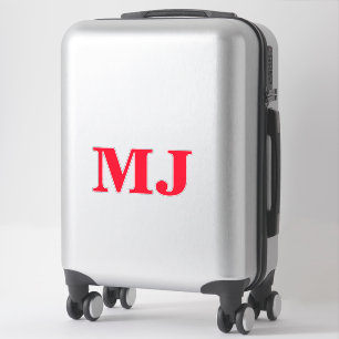 Sticker Monogramme initial Rouge Bold Nom personnalisé Éti