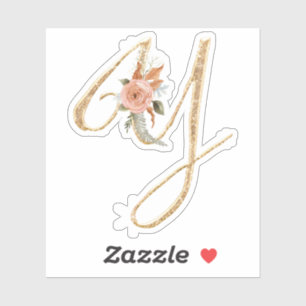Sticker Monogramme initial Y Parties scintillant or Peony