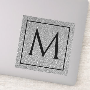 Sticker Monogramme Initiales Gris argenté Parties scintill