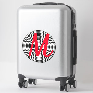 Sticker Monogramme Initiales Nom Cool noir et rouge Unique