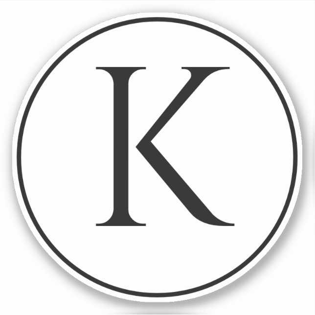 Sticker Monogramme Initiales Nom Noir Blanc Simple Minimal (Devant)