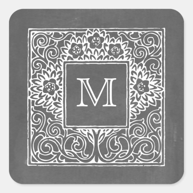 Sticker Monogramme Inspiré De Chalkboard (Devant)