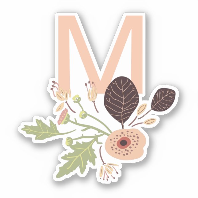 Sticker Monogramme Jouer Peach Vector Floral Motif (Devant)