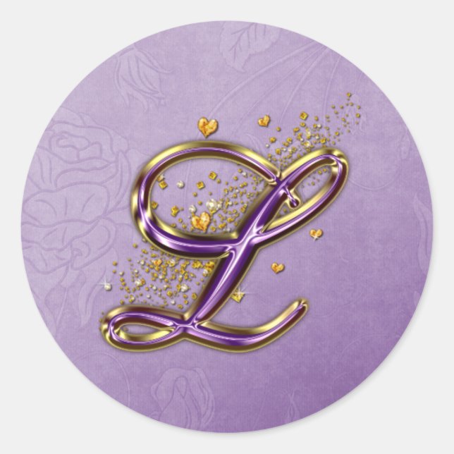 Sticker Monogramme L de Parties scintillant violet (Devant)