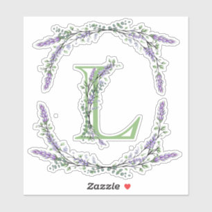 Sticker Monogramme L Lavande Eucalyptus