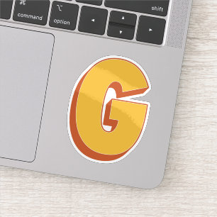 Sticker Monogramme lettre G, police initiale gras 3D