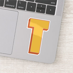 Sticker Monogramme Lettre T, Police Initiale Gras 3D Type