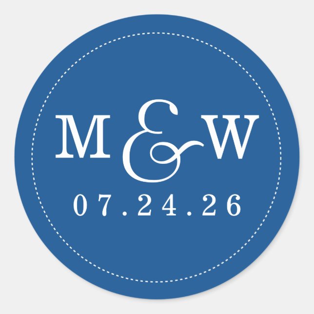 Sticker Monogramme Mariage de charme - Cobalt (Devant)