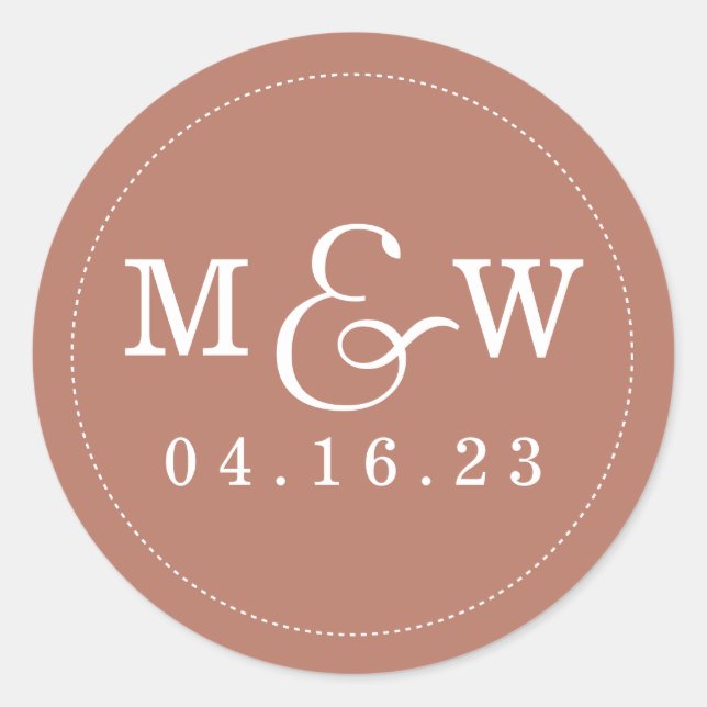 Sticker Monogramme Mariage de charme en Terracotta (Devant)