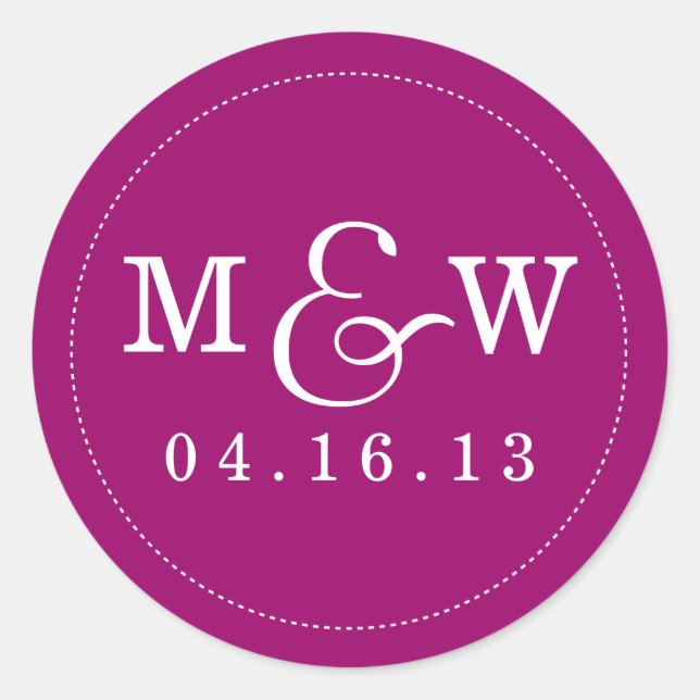 Sticker Monogramme Mariage de charme - Framboise (Devant)