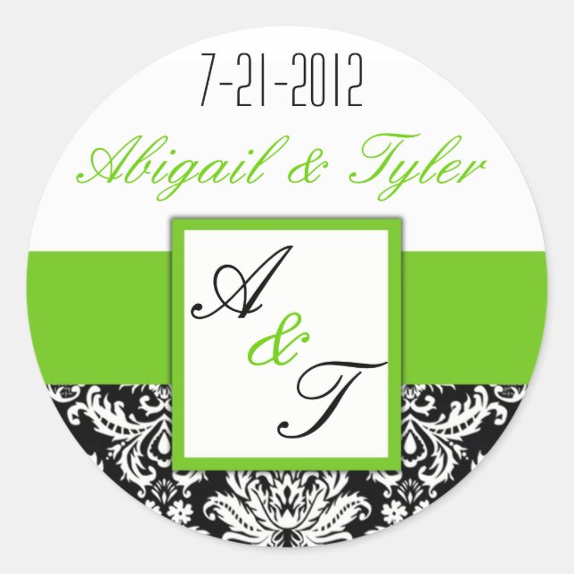 Sticker Monogramme Mariage noir vert (Devant)