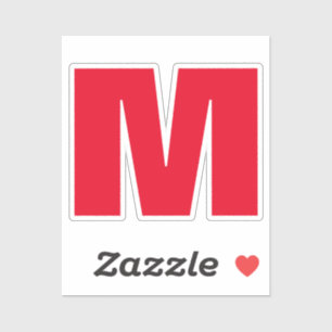 Sticker Monogramme minimaliste moderne blanc rouge