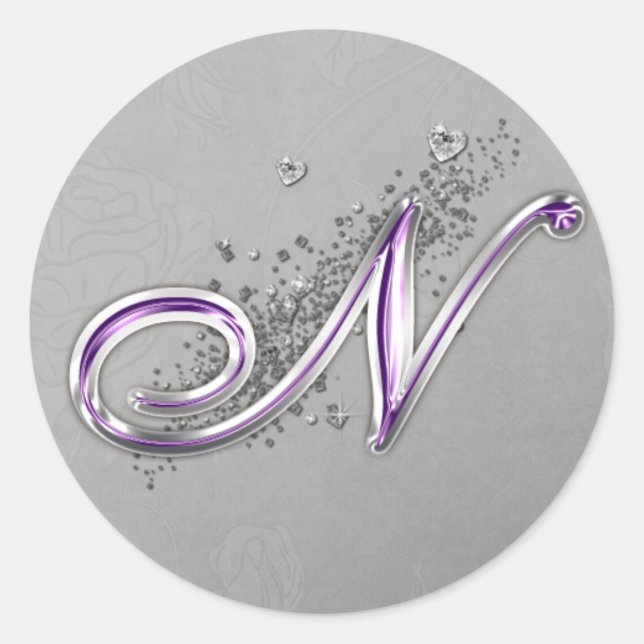Sticker Monogramme N de Parties scintillant violet (Devant)