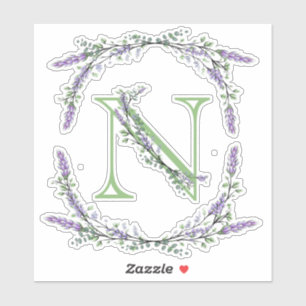Sticker Monogramme N Lavande Eucalyptus