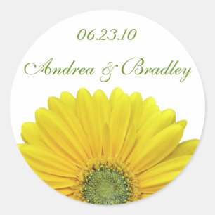 Sticker Monogramme Personnalisable Gerbera Jaune