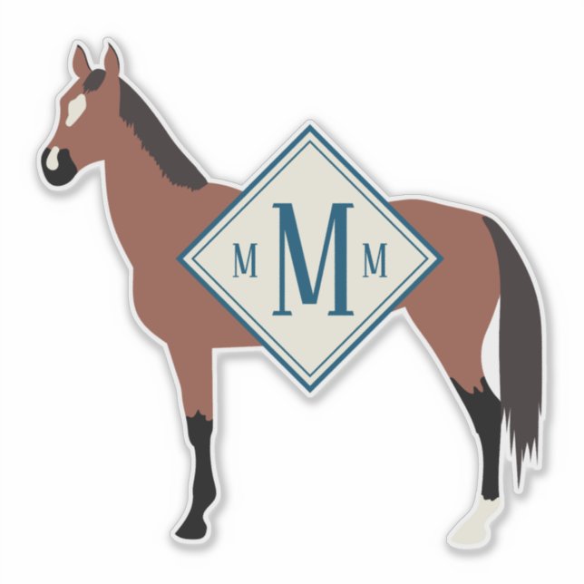 Sticker Monogramme personnalisé Baie Akhal Teke Horse Silh (Devant)