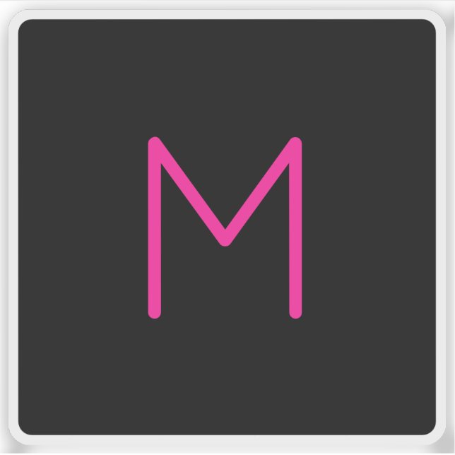 Sticker Monogramme rose et noir moderne modifiable (Devant)