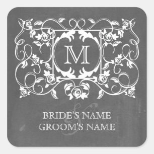Sticker Monogramme Rose Inspiré Chalkboard