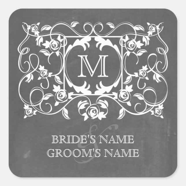 Sticker Monogramme Rose Inspiré Chalkboard (Devant)