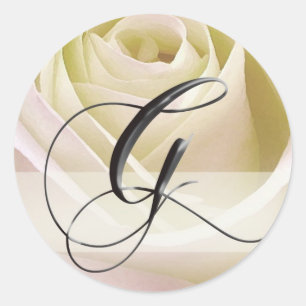 Sticker Monogramme Rose nuptial blanc... G initial