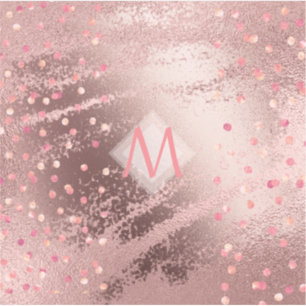 Sticker Monogramme ROSEGOLD Métallurgie Foil Confetti Look