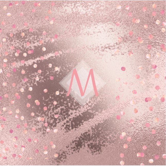 Sticker Monogramme ROSEGOLD Métallurgie Foil Confetti Look (Devant)
