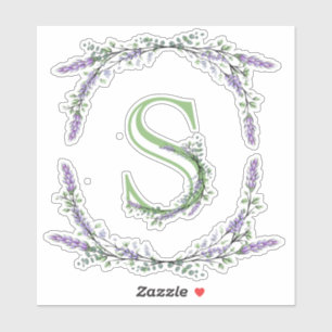 Sticker Monogramme S Lavande Eucalyptus