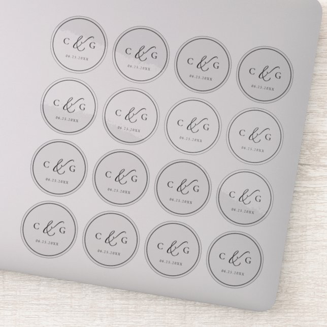 Sticker Monogramme simple et élégant Mariage moderne trans (Détail)