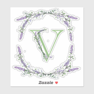 Sticker Monogramme V Lavande Eucalyptus